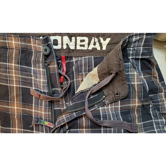 Unionbay Chino Shorts Men Size 32 Dark Gray Brown Plaid Casual Lightweight - Picture 7 of 11